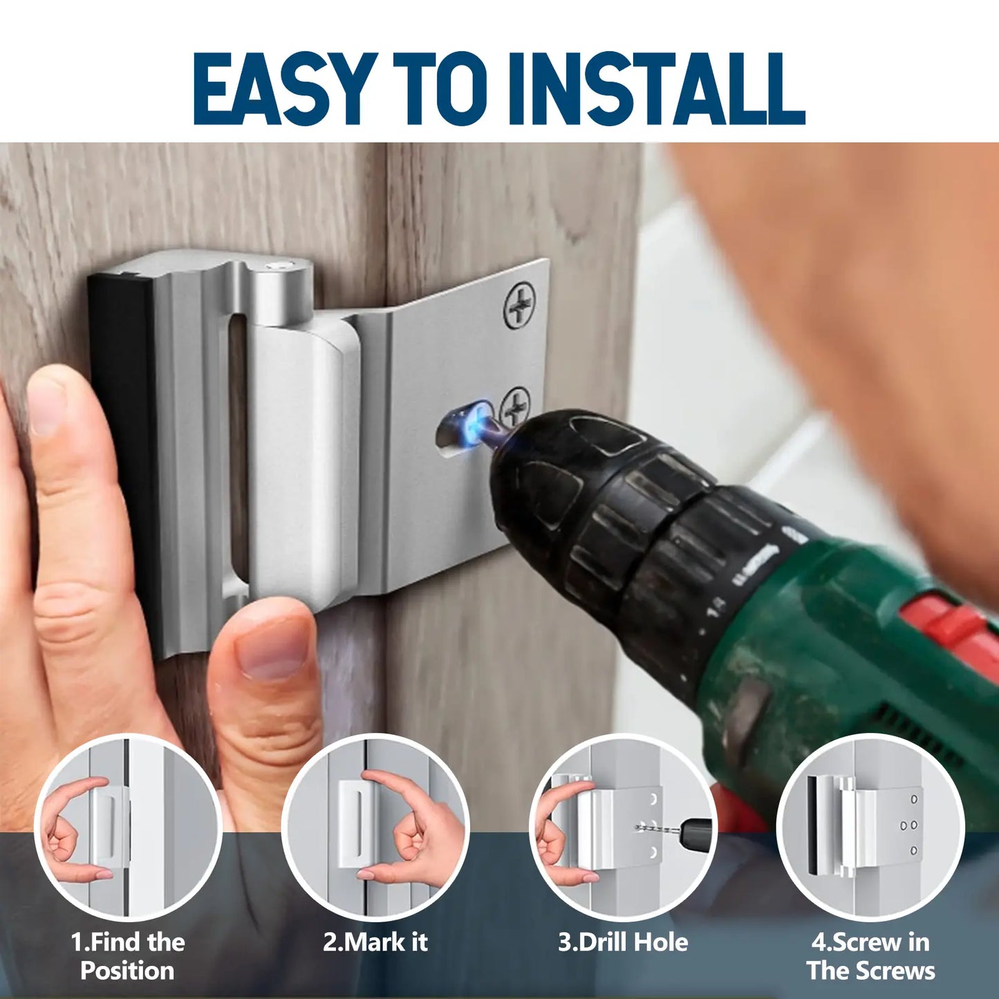 Aluminum Alloy 2-Pack Security Door Locks - Choose White/Black/Silver - Heavy-Duty Protection with Easy Installation & Universal Swing for Any Home/Apartment