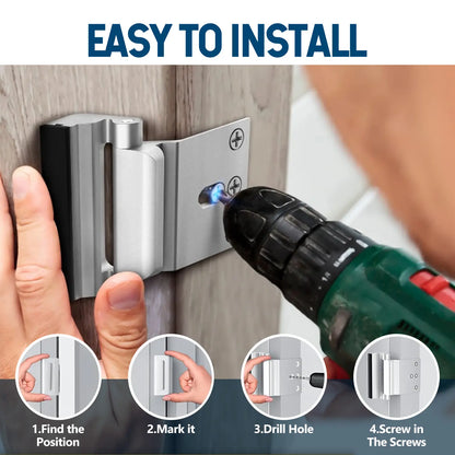 Aluminum Alloy 2-Pack Security Door Locks - Choose White/Black/Silver - Heavy-Duty Protection with Easy Installation & Universal Swing for Any Home/Apartment