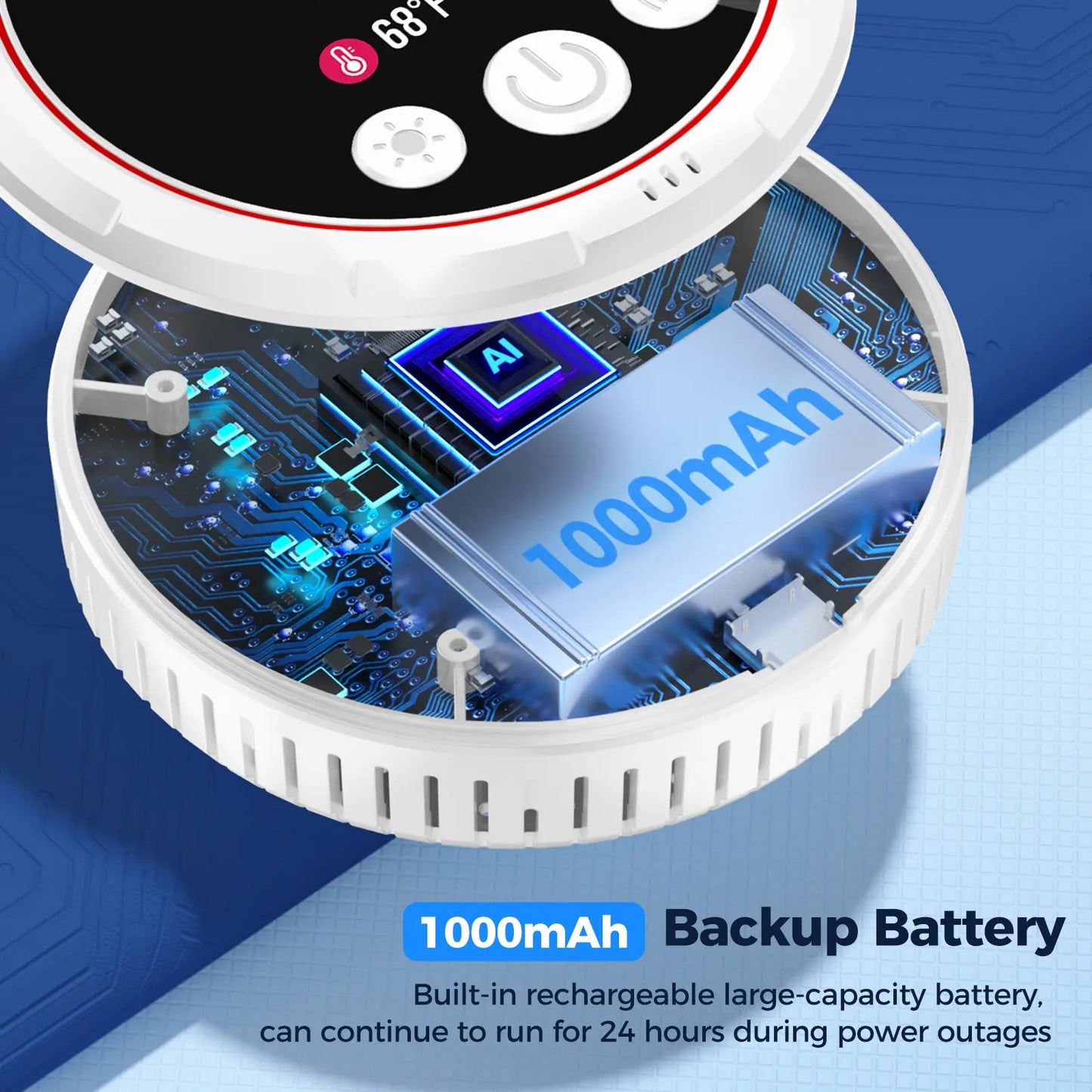 Smart Portable Detector with Temperature Humidity Monitoring, HD Display, Instant Alerts, Ideal for Apartments Rvs Kitchens