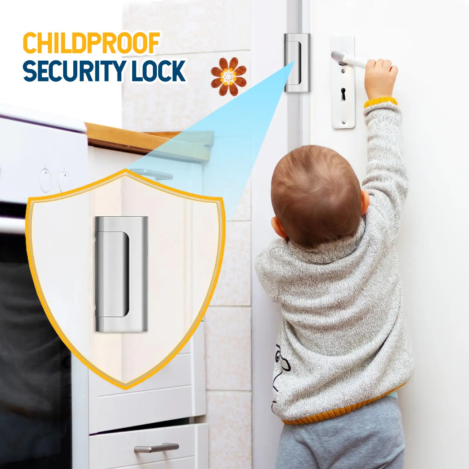 Aluminum Alloy 2-Pack Security Door Locks - Choose White/Black/Silver - Heavy-Duty Protection with Easy Installation & Universal Swing for Any Home/Apartment