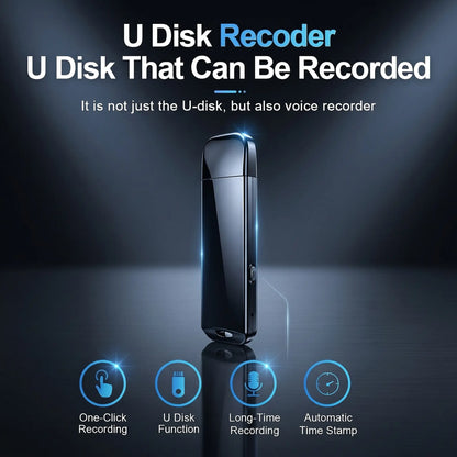 A 2-In-1 USB Smart Voice Recording Device Featuring HD Audio and Noise Reduction, with Timestamp-Based Sorting—Making It an Ideal Voice Recorder for Meeting Minutes. Automatic Automatic Automatic