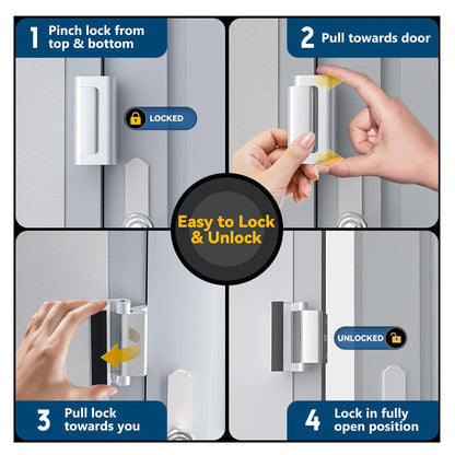 Aluminum Alloy 2-Pack Security Door Locks - Choose White/Black/Silver - Heavy-Duty Protection with Easy Installation & Universal Swing for Any Home/Apartment