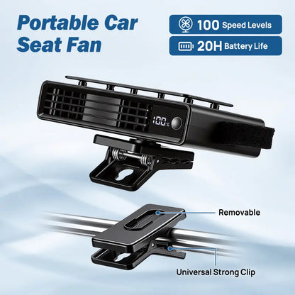 【Summer Survivals】Joytutus 2026 Car Seat Fan Clip on Fan Car Adjustable Fan, USB Rechargeable, LED Display, 360° Rotation, 100 Speeds Adjustment, Detachable Clip, Magic Tape, 20Hr 3000Mah Battery Summer Fan for Car Baby Stroller Backseat Dealsforyoudays