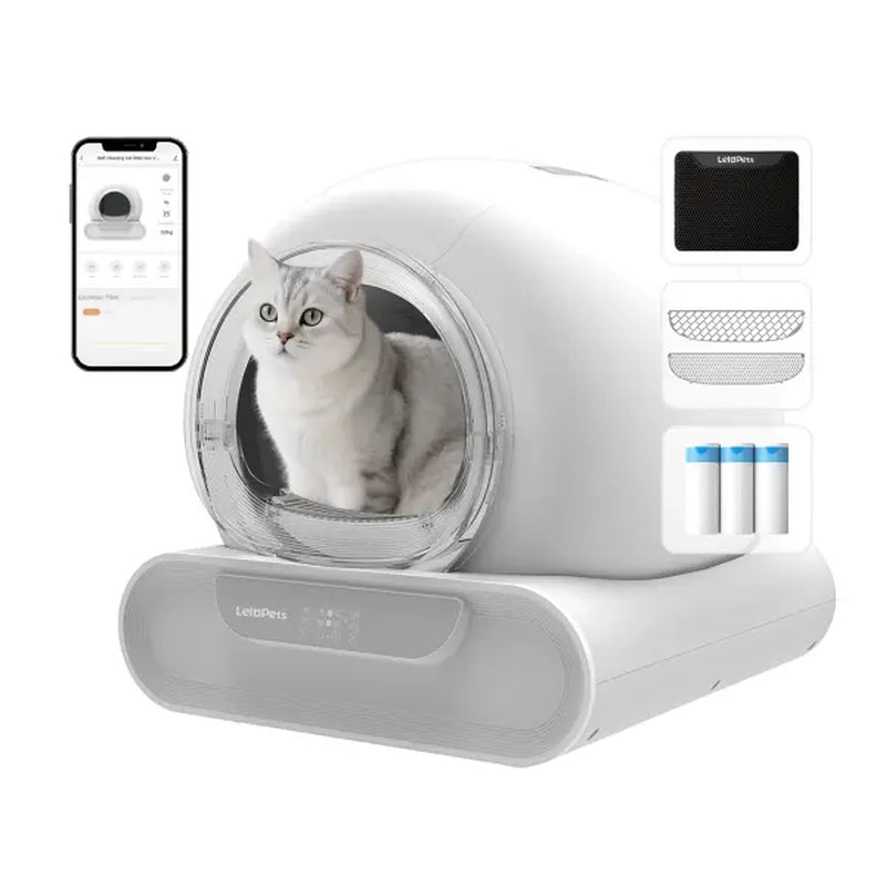 Lelopets D1 Smart Self-Cleaning Automatic Litter Box for Multi-Cats Large Capacity 65L+9L App Control Odor-Free Patented Anti-Pinch #Summervibes #Petlovers