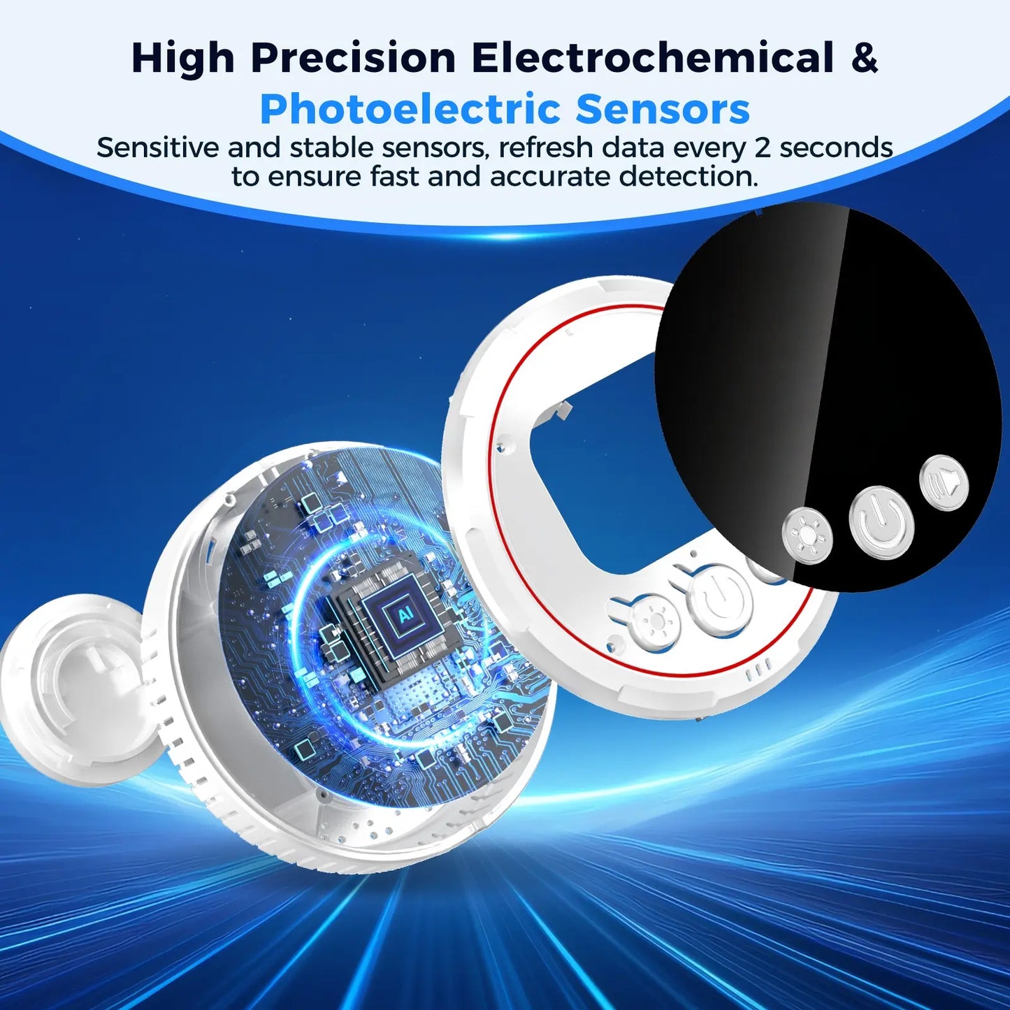 Smart Portable Detector with Temperature Humidity Monitoring, HD Display, Instant Alerts, Ideal for Apartments Rvs Kitchens