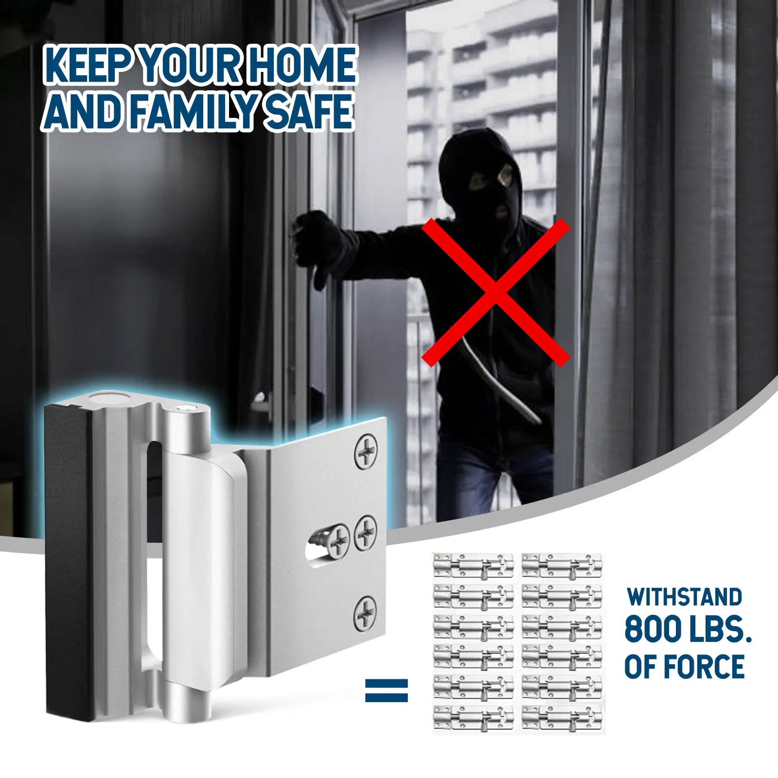 Aluminum Alloy 2-Pack Security Door Locks - Choose White/Black/Silver - Heavy-Duty Protection with Easy Installation & Universal Swing for Any Home/Apartment