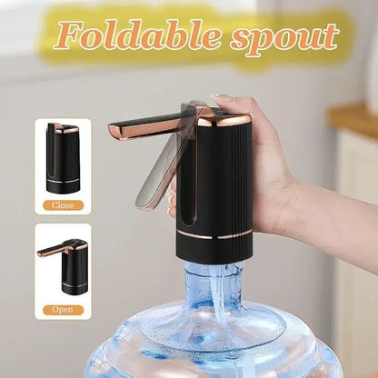 5 Gallon Water Pump Dispenser – Rechargeable & Foldable Electric Water Jug Pump, Type-C Water Bottle Pump with 2 Silicone Hoses & Stainless Steel Weight Sinker, for Camping/Home/Office