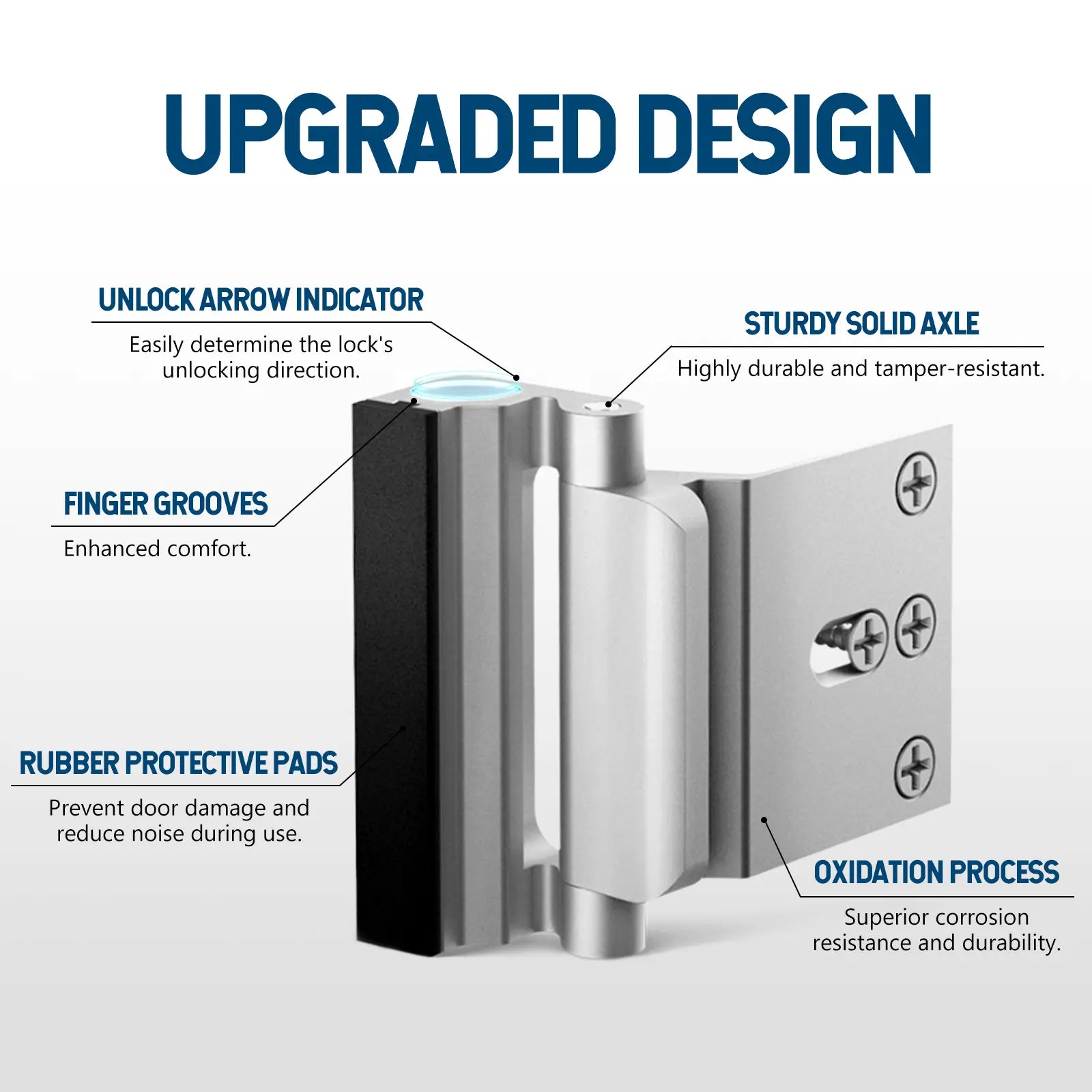 Aluminum Alloy 2-Pack Security Door Locks - Choose White/Black/Silver - Heavy-Duty Protection with Easy Installation & Universal Swing for Any Home/Apartment