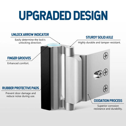Aluminum Alloy 2-Pack Security Door Locks - Choose White/Black/Silver - Heavy-Duty Protection with Easy Installation & Universal Swing for Any Home/Apartment