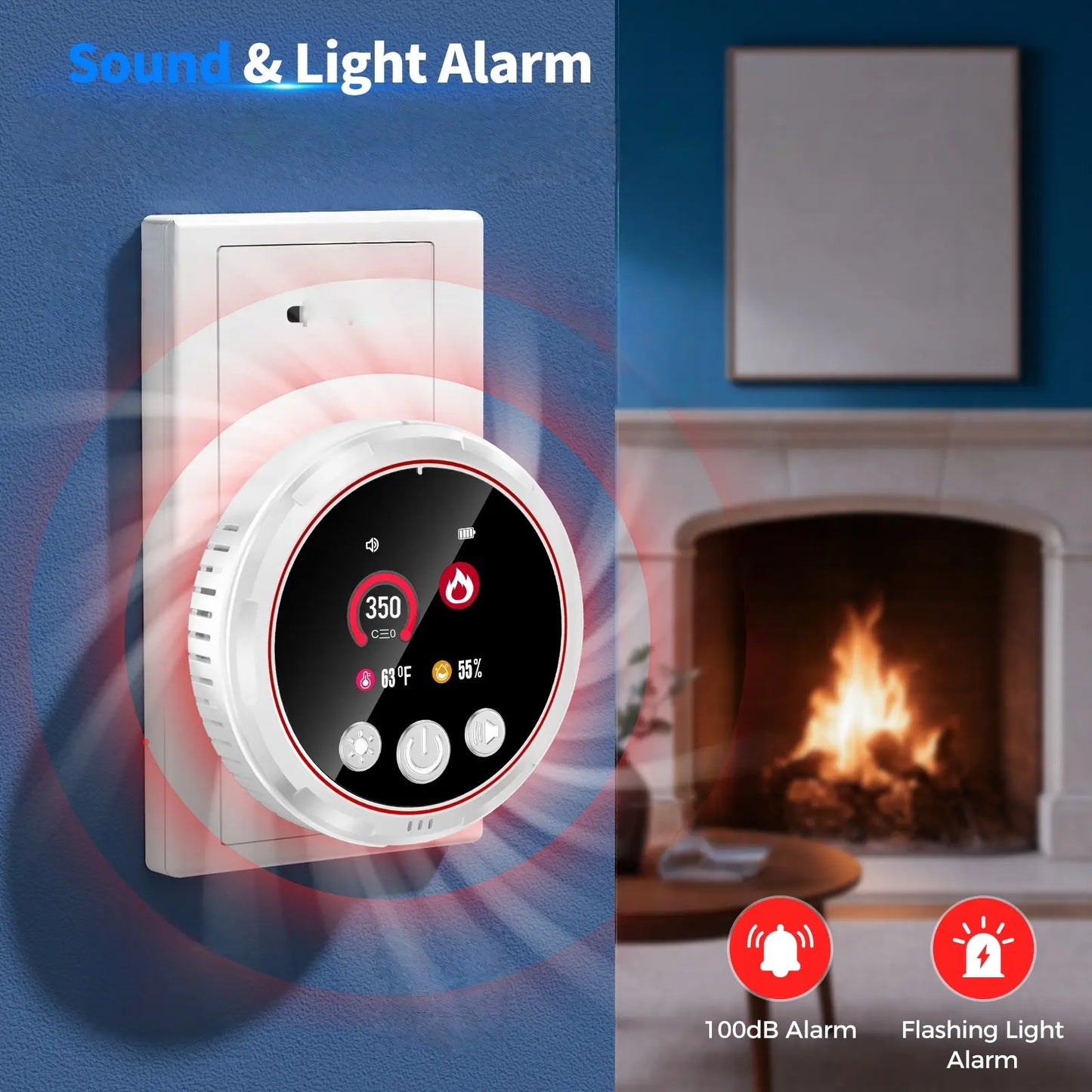 Smart Portable Detector with Temperature Humidity Monitoring, HD Display, Instant Alerts, Ideal for Apartments Rvs Kitchens