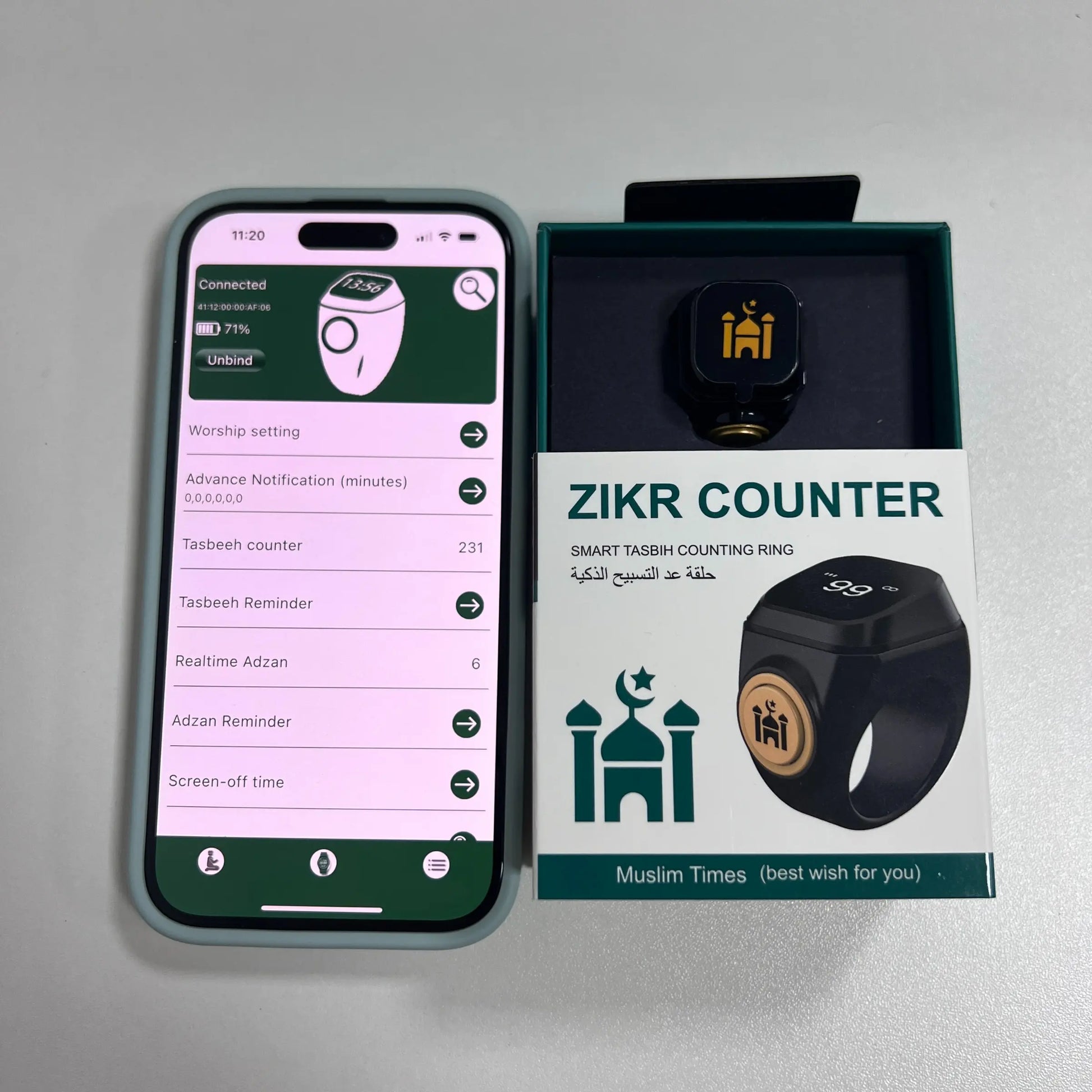 Smart Modern Prayer Beads Ring with Timer, App-Connected Waterproof Electronic Tasbih Counter, Tasbeeh Counter, Ideal for Muslim Prayers and Daily Worship #GLOBAL PICKS