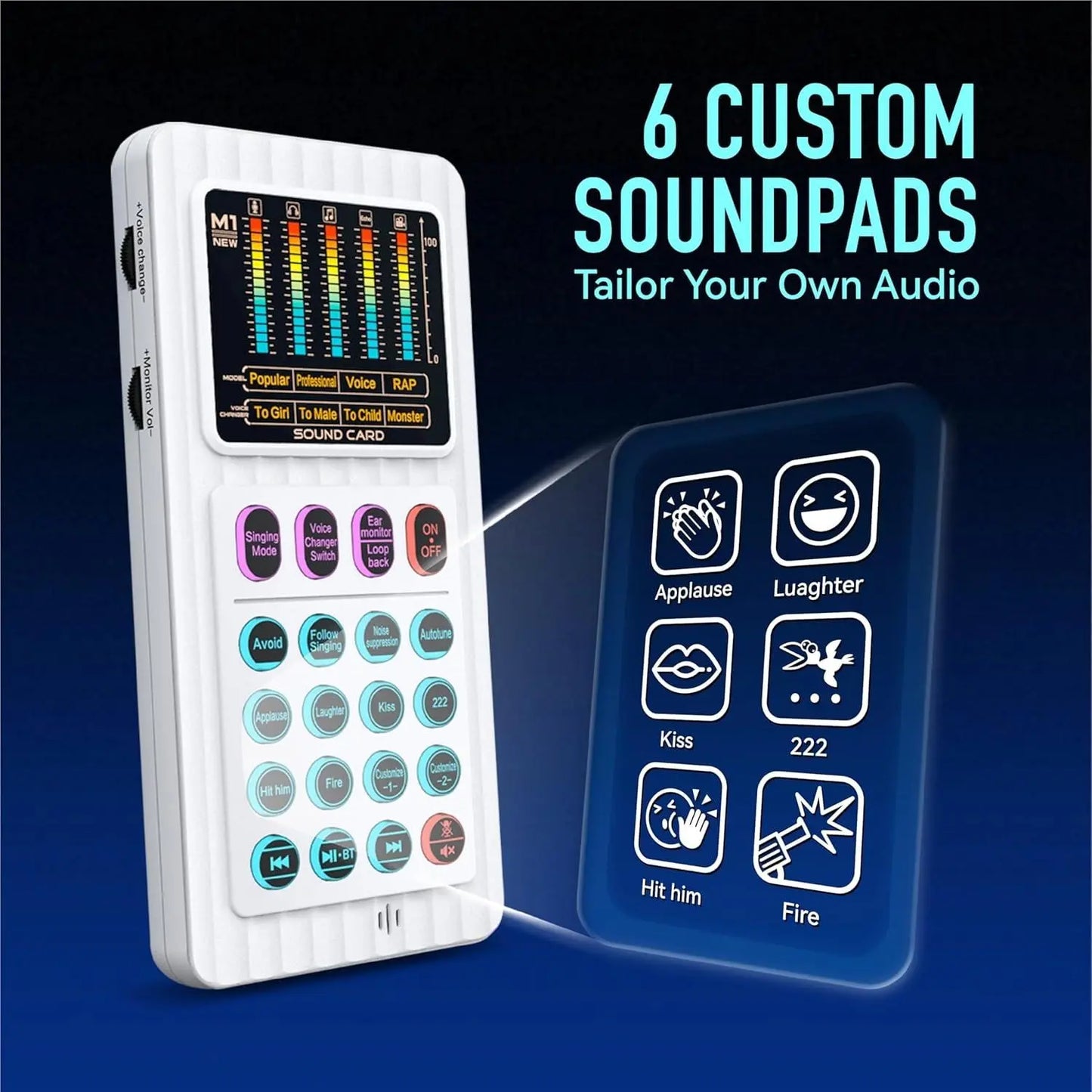 Handheld Live Sound Card Smart Podacsting Audio Mixer/Console, Outdoor Portable Live Streaming,With Smartphone Bluetooth Live Sound Card Kit with Microphone/Headphones Multi-Function Voice Changer Singing, Recording,Gaming,Youtube,Live Broadcast