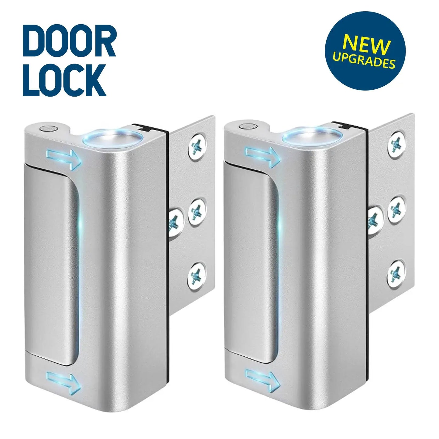 Aluminum Alloy 2-Pack Security Door Locks - Choose White/Black/Silver - Heavy-Duty Protection with Easy Installation & Universal Swing for Any Home/Apartment