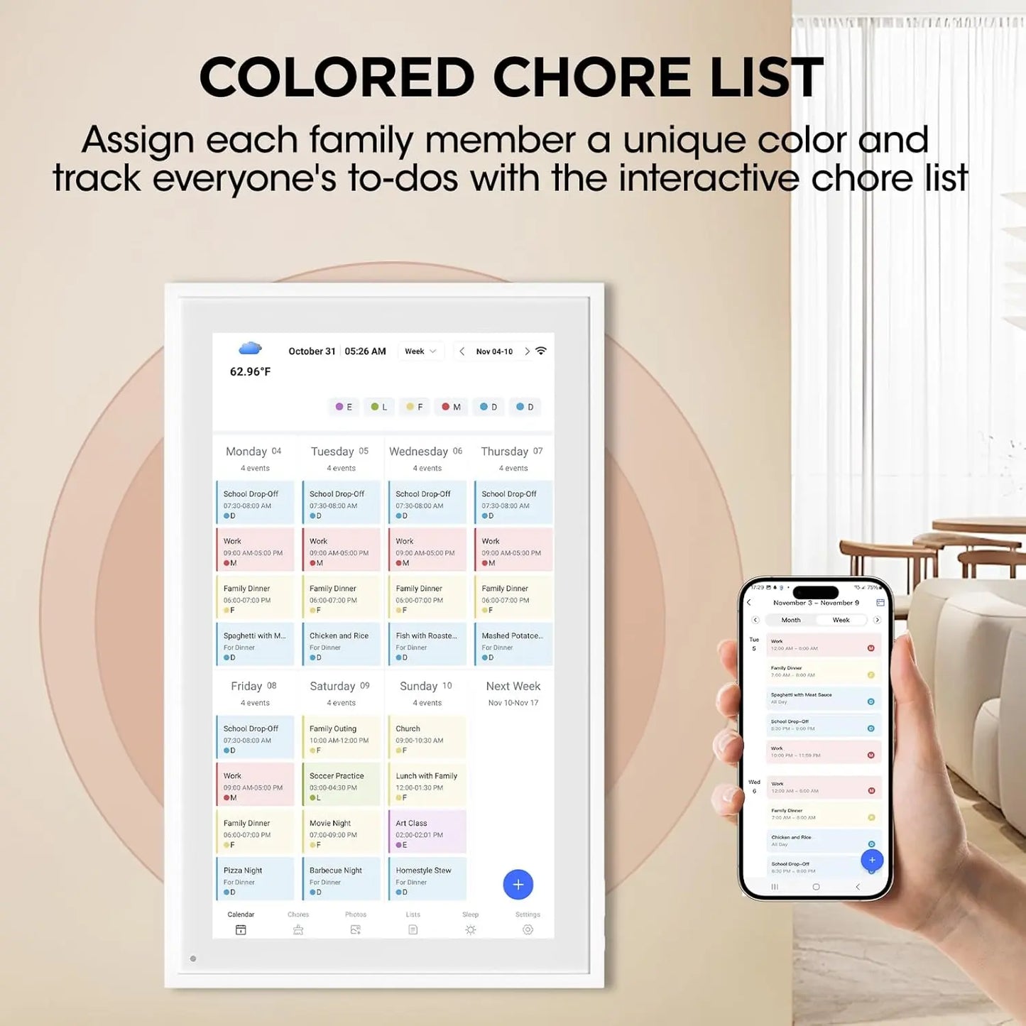 Smart Digital Calendar, Wall Electronic Calendar, IPS Full HD Touch Screen Display for Family Meal Planner Support - Streamline Household Organization Summerwins Dealsforyoudays,Father'Sdaygifts