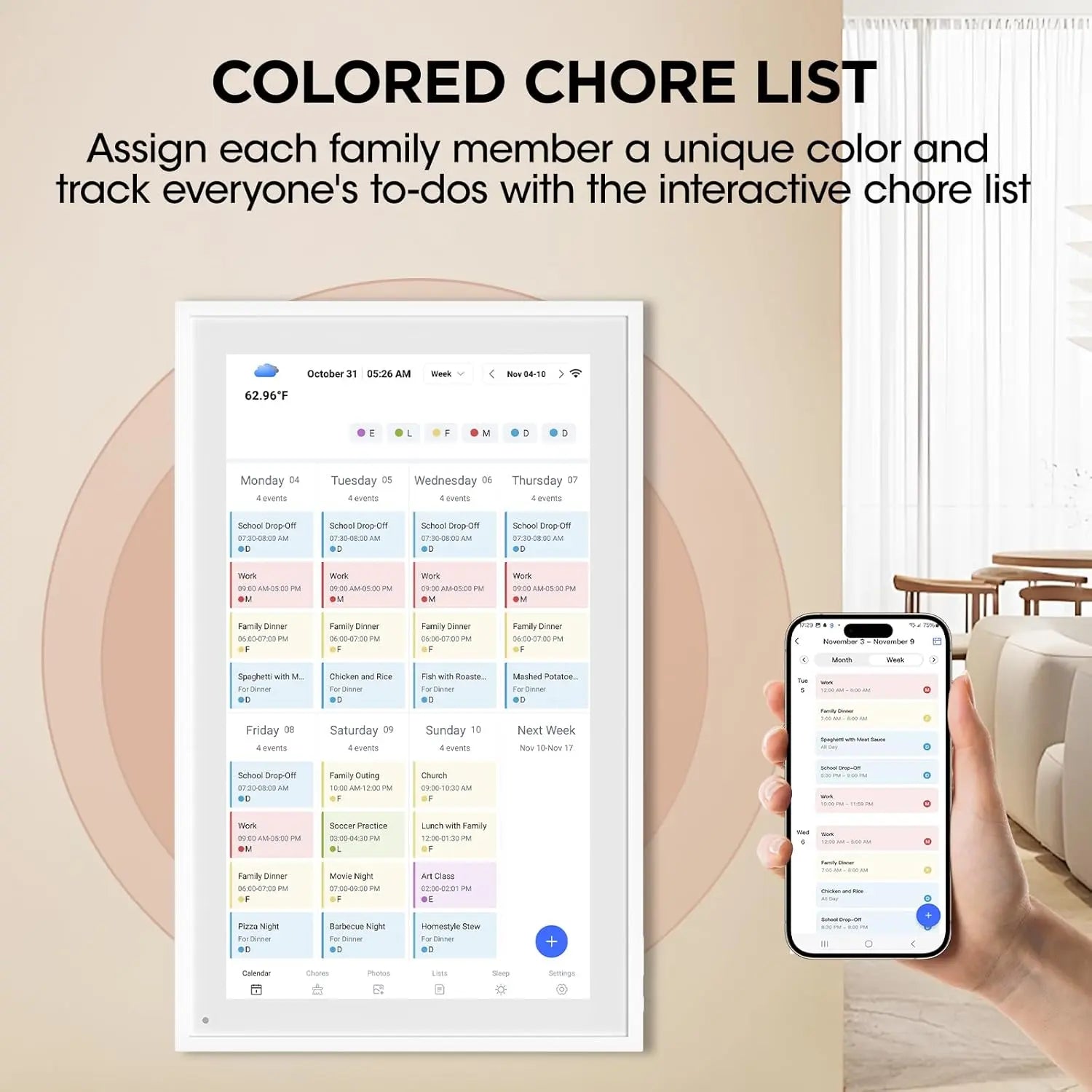 Smart Digital Calendar, Wall Electronic Calendar, IPS Full HD Touch Screen Display for Family Meal Planner Support - Streamline Household Organization Summerwins Dealsforyoudays,Father'Sdaygifts