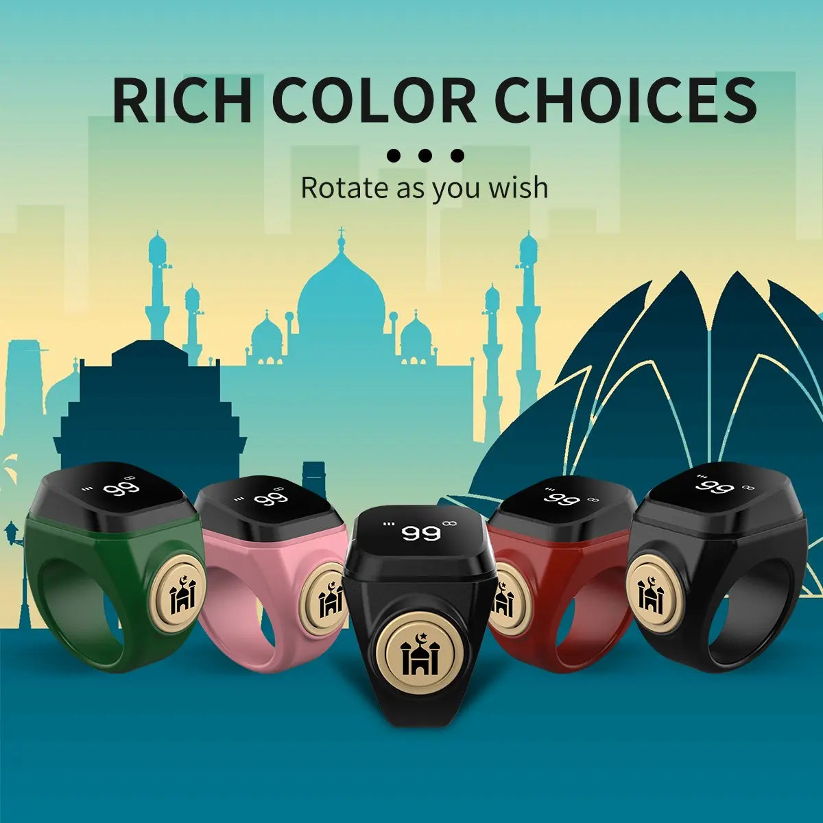 Smart Modern Prayer Beads Ring with Timer, App-Connected Waterproof Electronic Tasbih Counter, Tasbeeh Counter, Ideal for Muslim Prayers and Daily Worship #GLOBAL PICKS