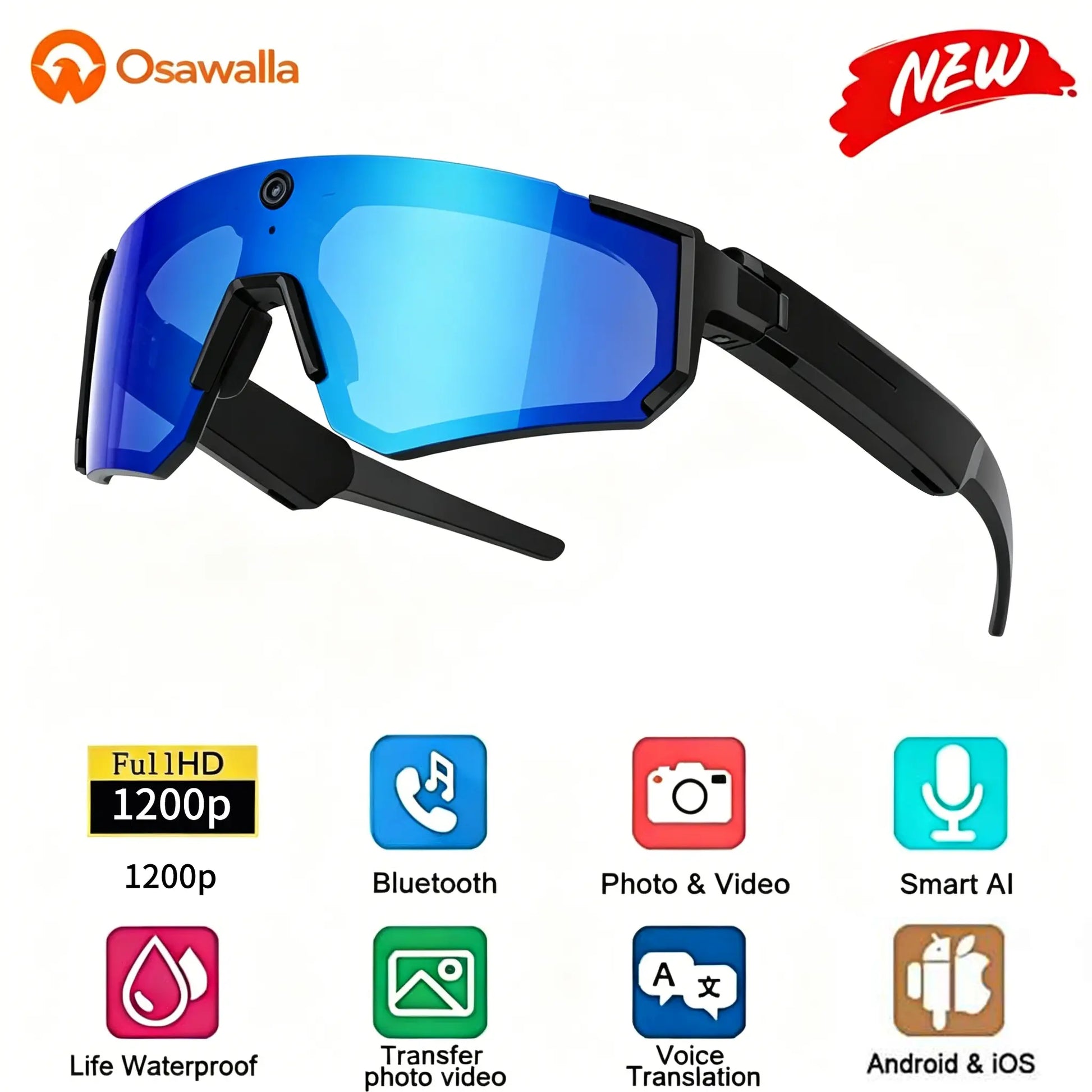 2026 New AI Smart Sport Sunglasses with HD 32MP Camera, 1200P Video Recording, AI Assistant (Chatgpt) & Real-Time Translation, Voice Control, Bluetooth 5.4 & Wifi – Ideal for Cycling, Golf, Running & Driving,Father'Sdaygifts