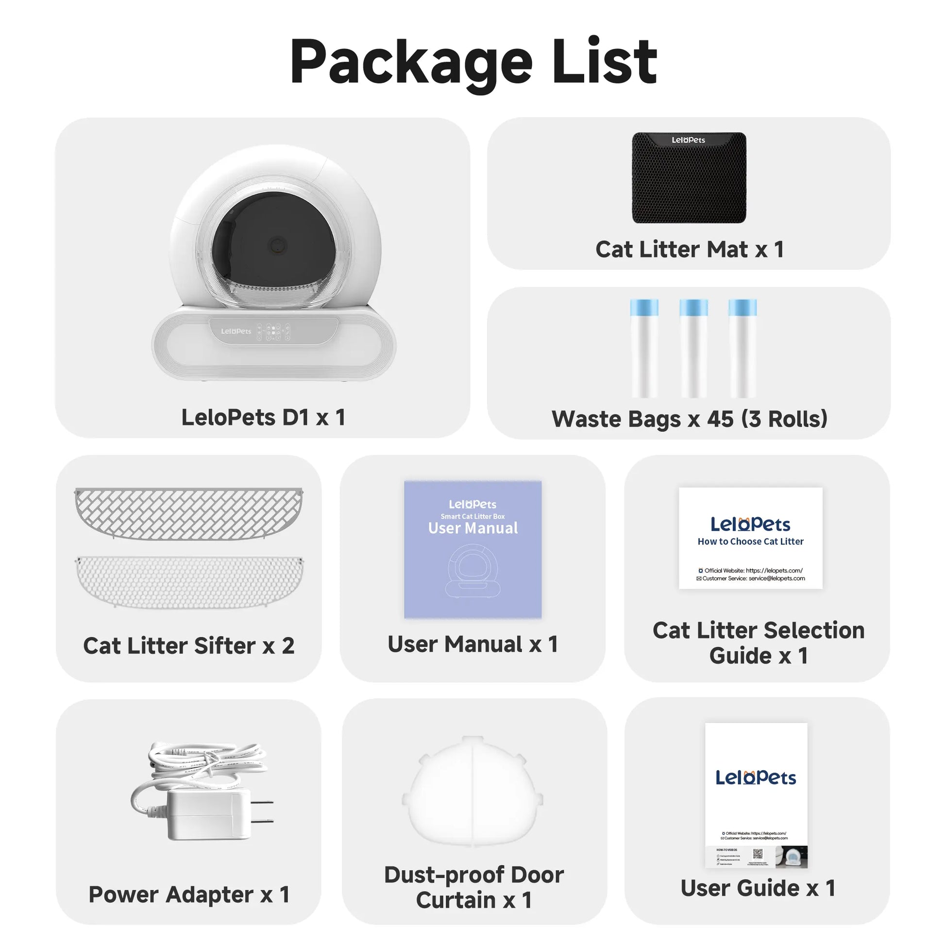 Lelopets D1 Smart Self-Cleaning Automatic Litter Box for Multi-Cats Large Capacity 65L+9L App Control Odor-Free Patented Anti-Pinch #Summervibes #Petlovers