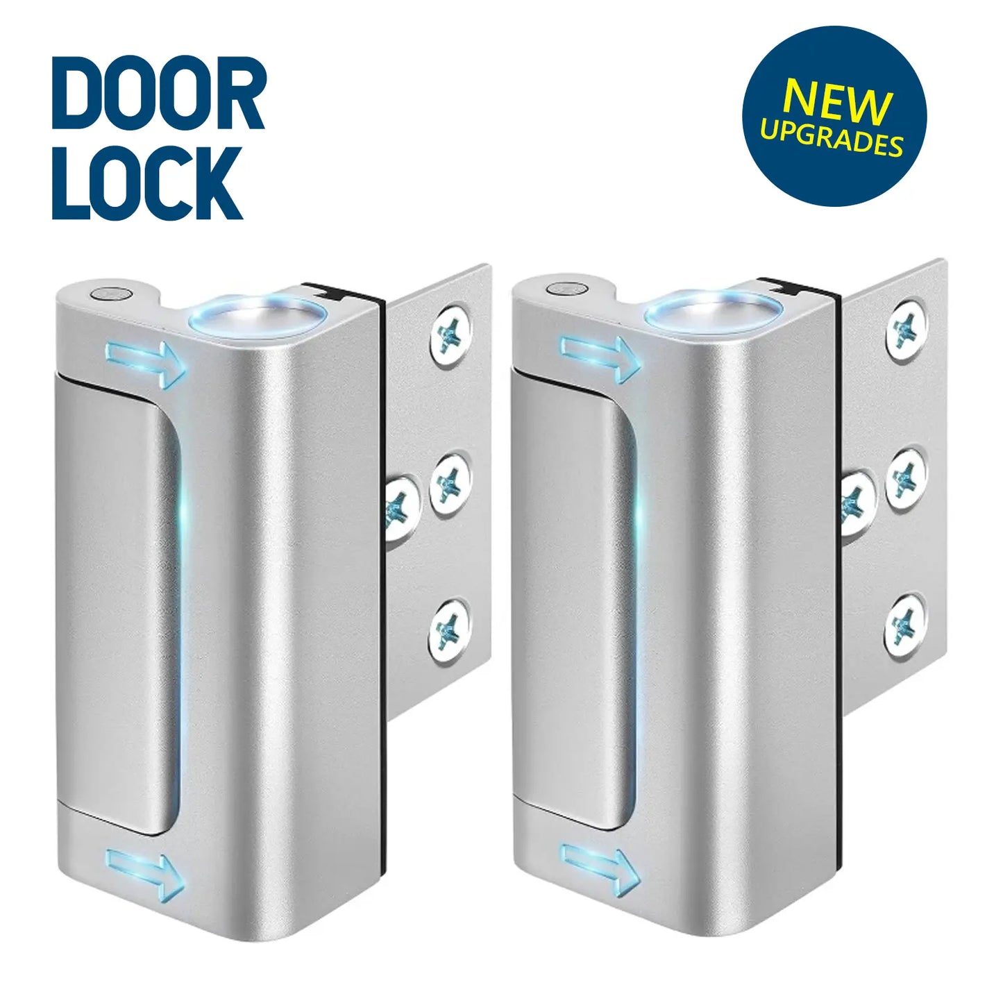 Aluminum Alloy 2-Pack Security Door Locks - Choose White/Black/Silver - Heavy-Duty Protection with Easy Installation & Universal Swing for Any Home/Apartment