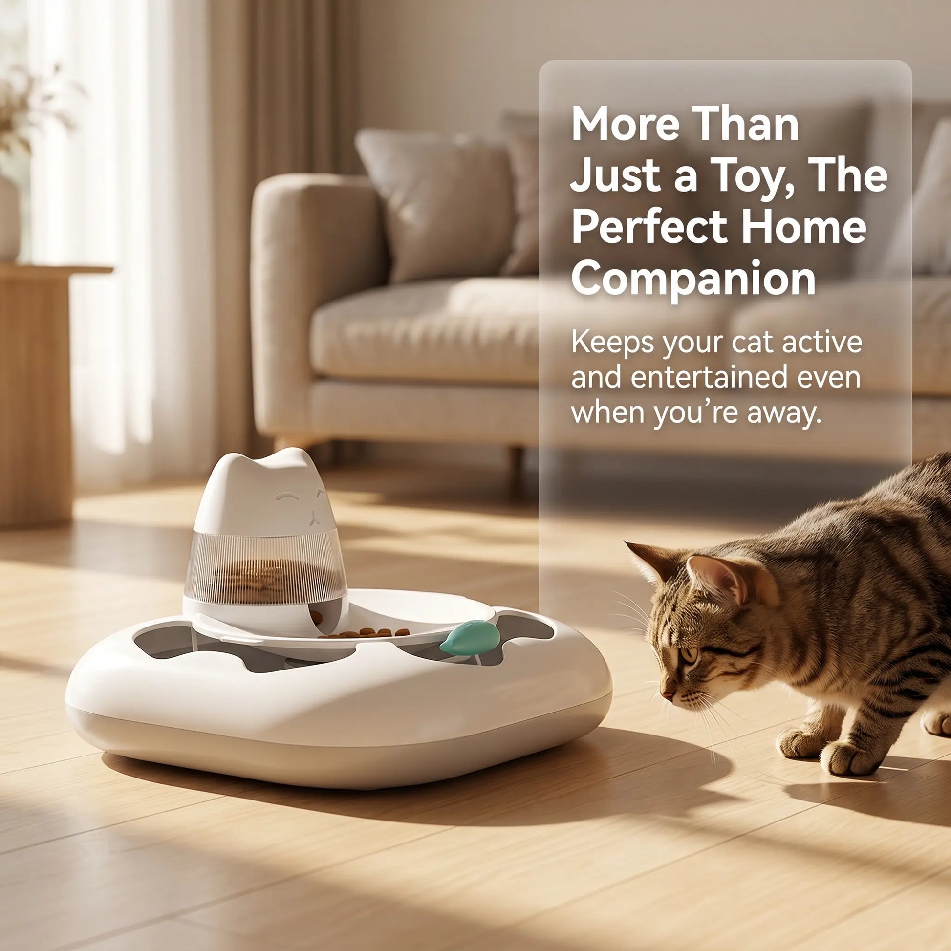 Automatic Motion Cat Enrichment Toy, Interactive USB Rechargeable Cat Toy for Indoor Cats, Hands-Free Play with Optional Treat Dispenser for Boredom and Mental Stimulation,Summerwins