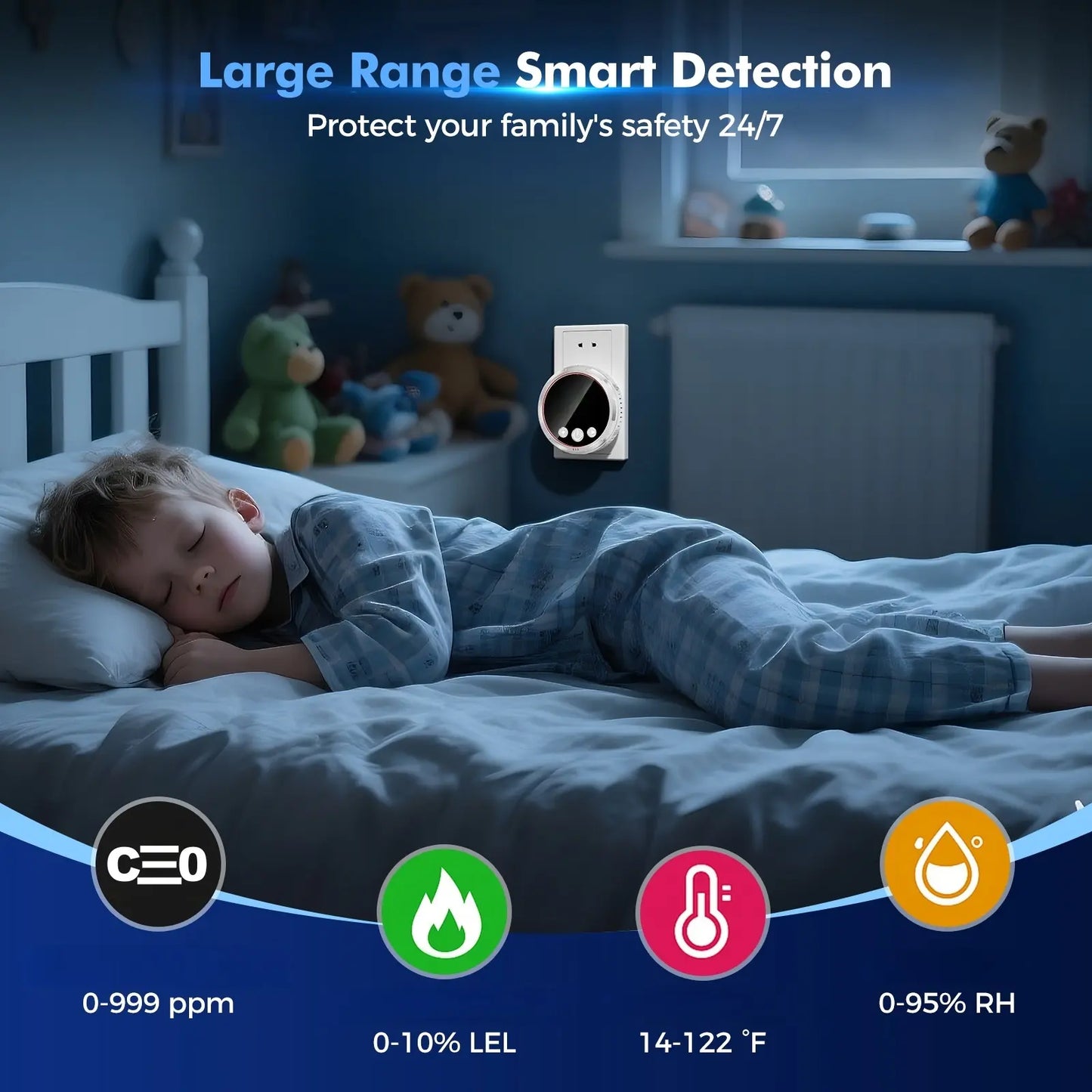 Smart Portable Detector with Temperature Humidity Monitoring, HD Display, Instant Alerts, Ideal for Apartments Rvs Kitchens