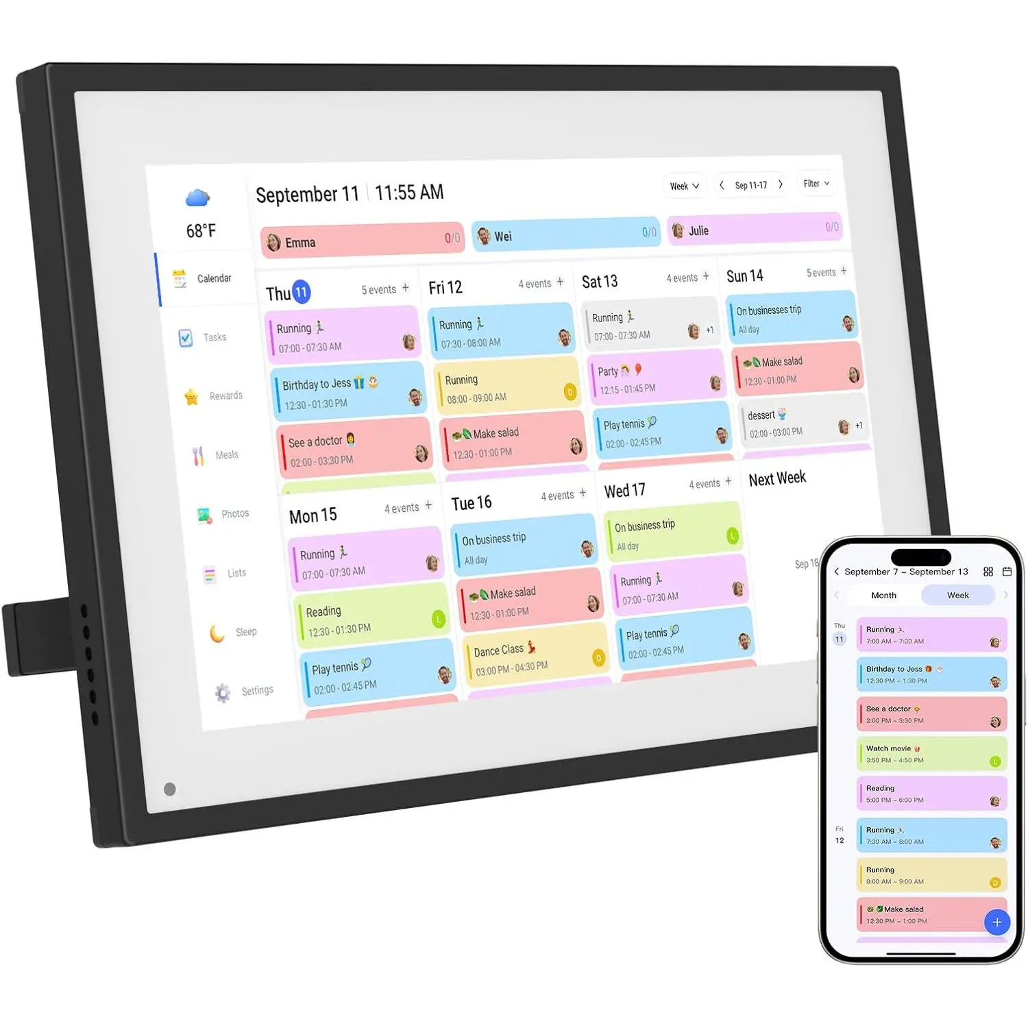 Smart Digital Calendar, Wall Electronic Calendar, IPS Full HD Touch Screen Display for Family Meal Planner Support - Streamline Household Organization Summerwins Dealsforyoudays,Father'Sdaygifts