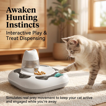 Automatic Motion Cat Enrichment Toy, Interactive USB Rechargeable Cat Toy for Indoor Cats, Hands-Free Play with Optional Treat Dispenser for Boredom and Mental Stimulation,Summerwins